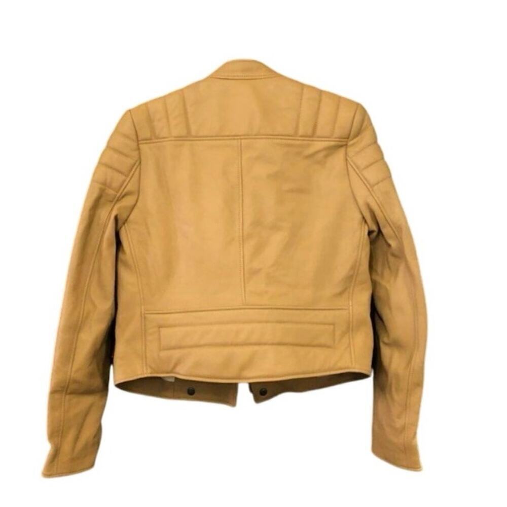 Coach Refined Sheepskin Moto Jacket Tan Size 4 - image 4